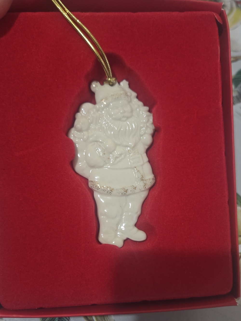 Lenox Santa Ornament with Gold Cord